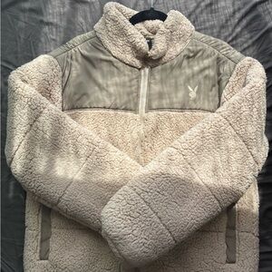 PLAYBOY Cream and Tan Fleece Jacket